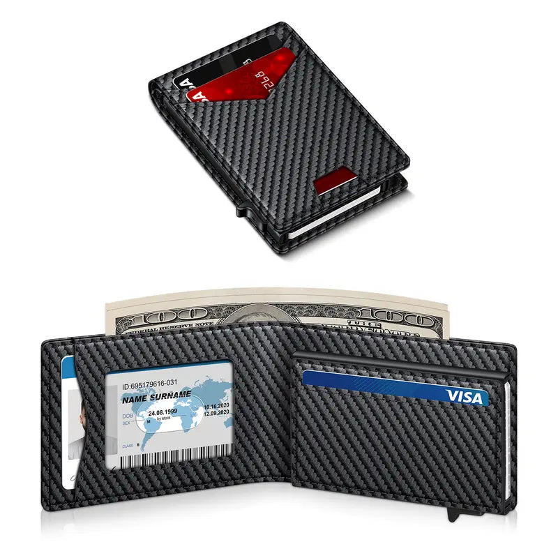 Men'S RFID Minimalist Bifold Wallet - 1 ID Window, Pop-Up Card Holder, Money Clip, Gift Box Included - for Summer Vibes, Outdoor Fun,Summerwins